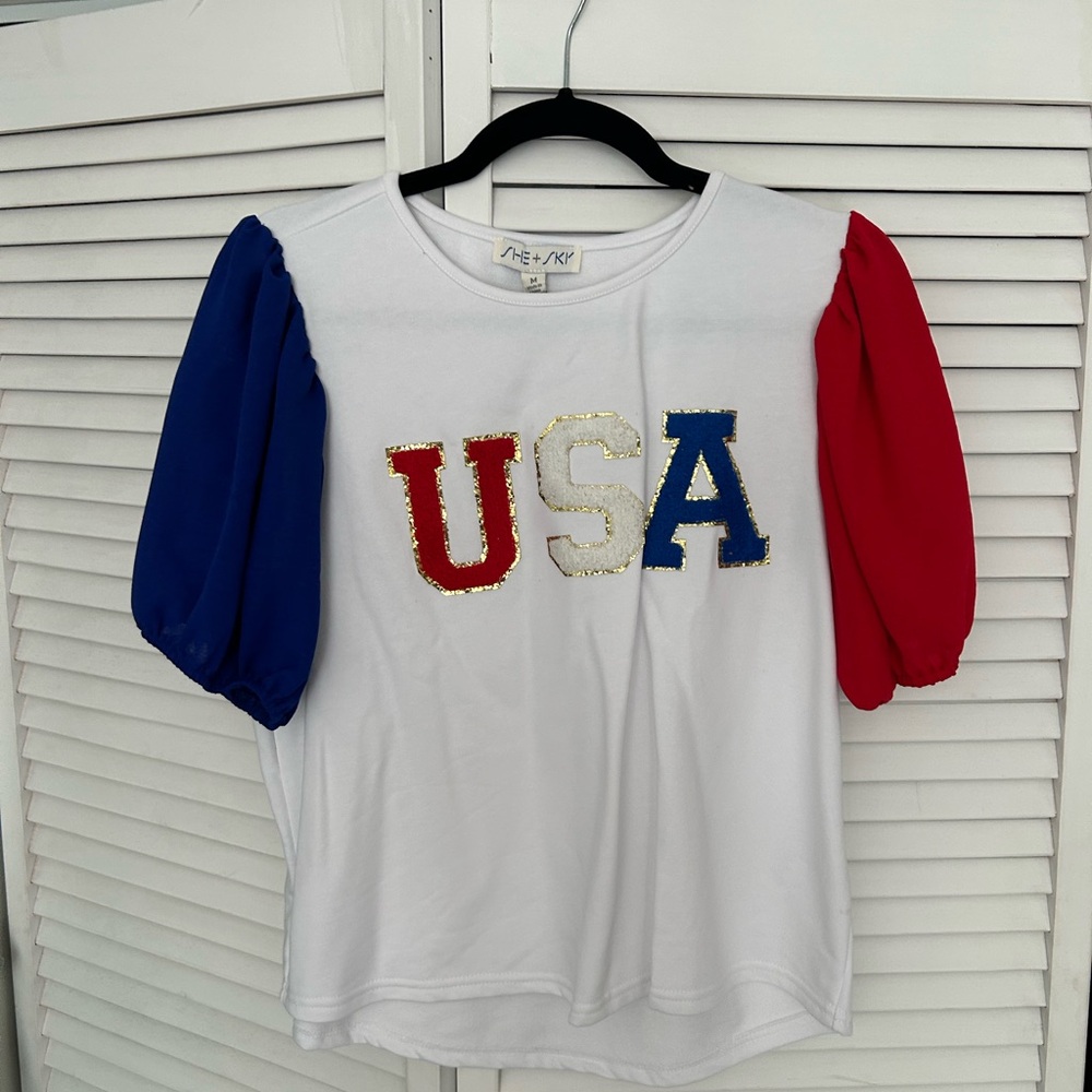 She and Sky Red, White, and Blue USA Tee